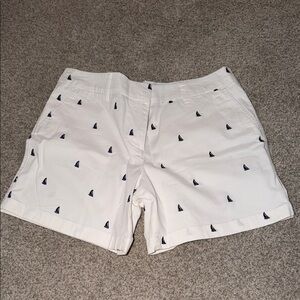 White Sailboat Print  Shorts